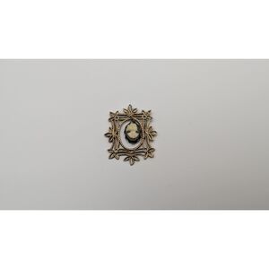 Vintage Gold Tone Cameo Pendant Brooch Frame – Woman Silhouette